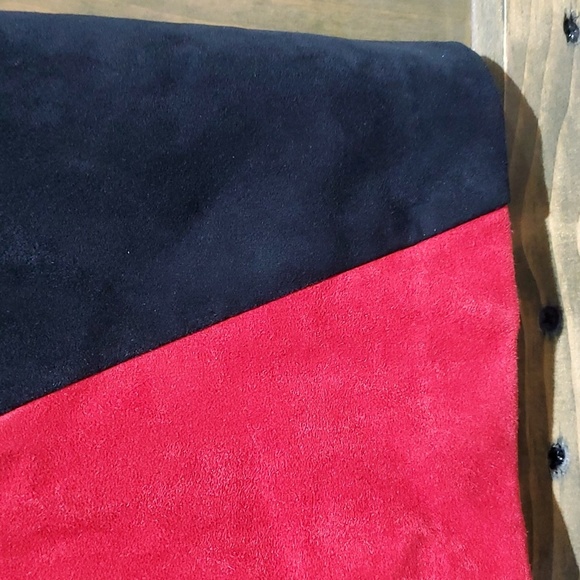CK CALVIN KLEIN COLOR BLOCK RED BLACK SUEDE DRESS SIZE 2 - Picture 4 of 9